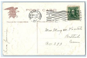 1909 Christmas Floating Angels Ringing Bells Berries Embossed Antique Postcard 