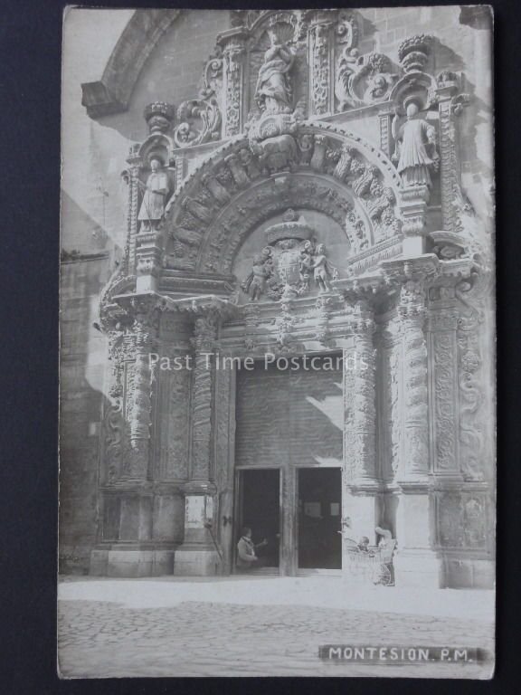 Spain: Montesion P.M West Door of Church - Old RP Postcard