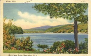 Greetings from Hartwick NY, New York - Scenic Lake View - Linen