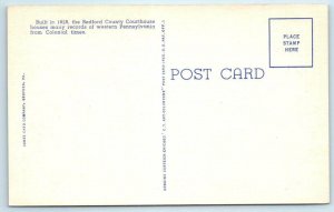 BEDFORD, Pennsylvania PA ~ COUNTY COURT HOUSE Civil War Monument 1940s  Postcard