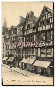 Old Postcard Caen Houses of St. Peter Evrard Street