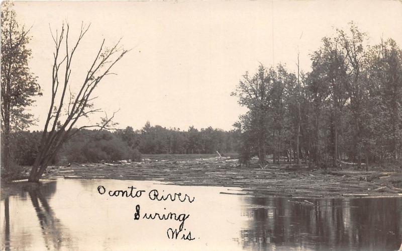 D87/ Suring Wisconsin Wi Real Photo RPPC Postcard 1907 Oconto River Scene