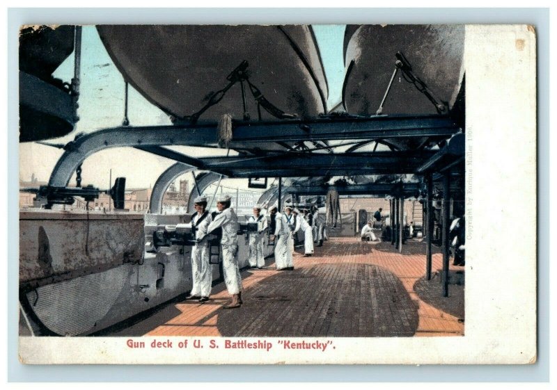 C.1910 Gun Deck of U. S. Battleship Kentucky Postcard P183