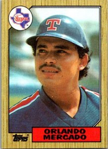 1987 Topps Baseball Card Orlando Mercado Texas Rangers sk3498