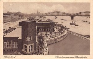 L264 Germany 1929 Duesseldorf Rheinterrasse und Rheinbruecke Steamboats postcard