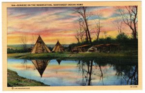 Vintage Curteich Linen Postcard Sunrise on the Reservation OB-H100