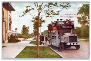 1922 Motor Bus Edgewater Beach Hotel Exterior Building Chicago Illinois Postcard
