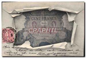 Old Postcard ticket hundred Francs