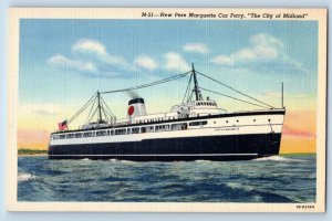 c1940's New Pere Marquette Car Ferry The City Of Midland Steamer Ship Postcard