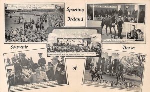 RPPC HORSE RACING & HUNTING SPORTS IRELAND MULTI-VIEW REAL PHOTO POSTCARD 1950s