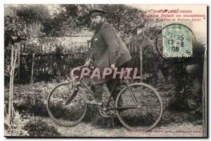 Old Postcard Thaon the Vosges Mrs Delait excursion (Monster woman cyclist bea...