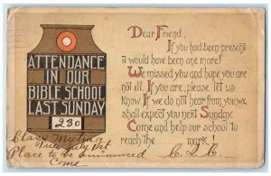 1924 Attendance In Our Bible School Last Sunday Ironton Ohio OH Posted Postcard