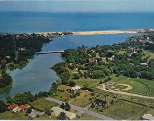 Rehoboth Beach Delaware Postcard Bridge Buildings Arial Silver Lake Ocean Unused