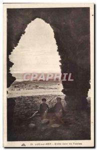 Old Postcard Luc Sea Cave in cliffs