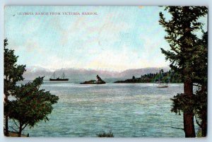 1910 Victoria British Columbia Canada Postcard Olympia Range Harbor Steamer Ship