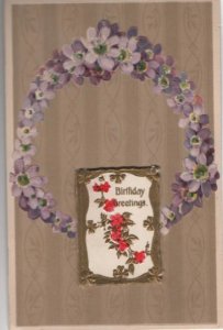 Novelty Postcard With Mini Gilded Greeting Card  Attached Birthday Greetings