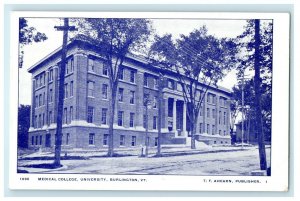 1904 Medical College, University, Burlington Vermont VT Antique Postcard