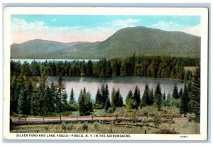 1928 Silver Pond and Lake Piseco in Adirondacks Piseco New York NY Postcard 