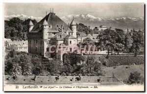 Old Postcard The Alps Lausanne Le Chateau and & # 39Esplanade