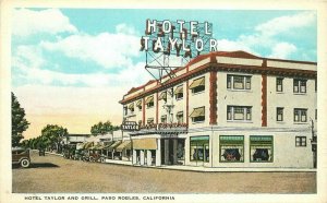 Automobiles Hotel Taylor Grill Postcard Paso Robles California Montgomery 20-125