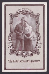 Postcard, WWI Germany Patriotic Greetings Wir halten fest und treu zusammen