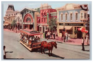 Disneyland Upjohn Company Postcards Advertising Horse Trolley Main Street