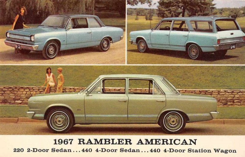 1967 Rambler American Sedan Station Wagon Auto Advertising Postcard JF685261