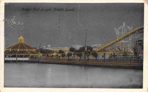 Hanlan's Point Amusement Park at Night Toronto Ontario Canada 1923 postcard
