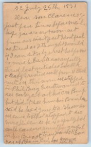 1931 Letter Mr. Clarence Daniels Smith Center Kansas KS Postal Card