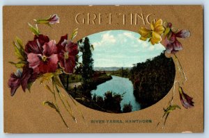 Victoria Australia Postcard Hawthorn River Yarra Greetings c1910 Unposted