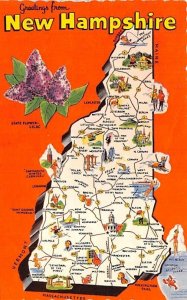 Greetings from New Hampshire USA Map Unused 