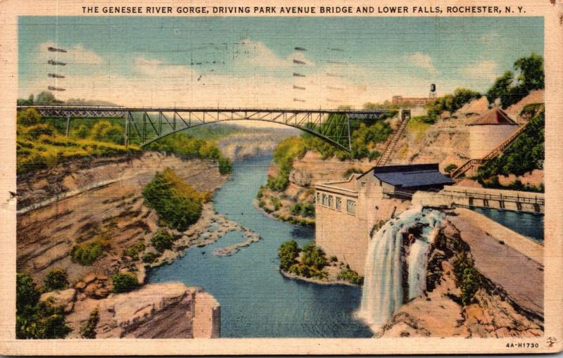 New York Rochester Genesee River Gorge Driving Park Avenue Bridge and Lower F...