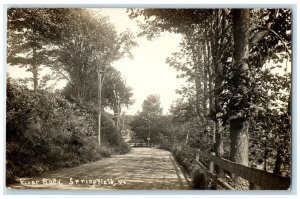 c1910's River Rodd Springfield Vermont VT, Dirt Road Trees RPPC Photo Postcard