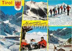 Postcard Modern Tirol Axamer Lizum 1600 m Olympiagebiet country skiing (Tirol...