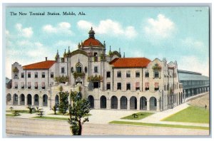 Mobile Alabama Postcard New Terminal Station Exterior View c1910 Vintage Antique