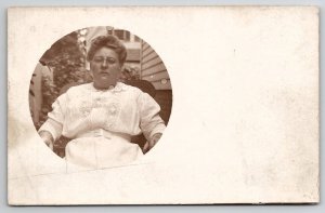 RPPC Older Edwardian Woman White Lace Dress Postcard Q27