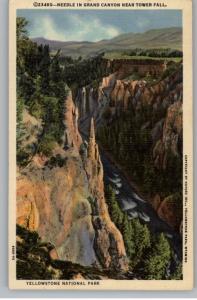 Linen Postcard-Grand Canyon Needle-Yellowstone Park