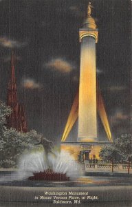 Mount Vernon at night Baltimore, Maryland, USA George Washington Unused 