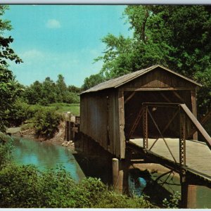 1963 Delta, Iowa ? Covered Kissing Bridge Steel Truss Scenic Country PC Vtg A233