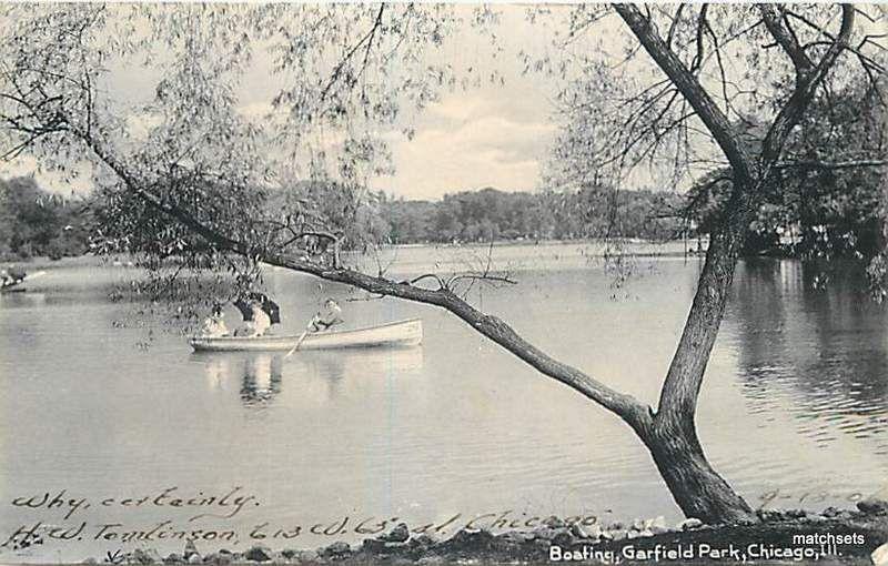 1905 CHICAGO, ILLINOIS Boating Garfield Park postcard 9183