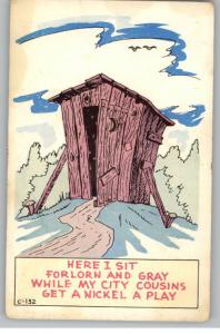 Comic Postcard-Hillbilly Outhouse Poem..