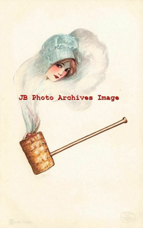 Samuel Schmucker, Detroit Publishing 1907, Maude Muller, Woman in Pipe Smoke