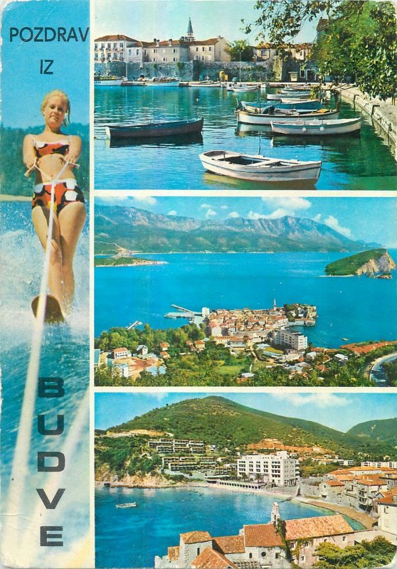 Montenegro Postcard Budve water ski harbor view boats sea panoramic images