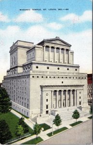 VINTAGE POSTCARD MASONIC TEMPLE AT ST. LOUIS MISSOURI 1950s