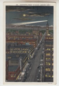 P2647 1945 postcard sixteenth street at night denver colorado birds eye view