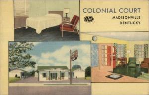 Madisonville KY Colonial Court Linen Motel Postcard