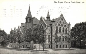 Vintage Postcard 1910 First Baptist Church South Bend Indiana IND Religious