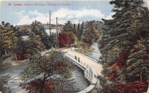 Niagara Falls New York~Men Standing on Luna Island Bridge~c1910 Postcard
