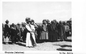 RPPC Chockelas (bailarines) LA PAZ Bolivia Dancers c1930s Vintage Photo Postcard