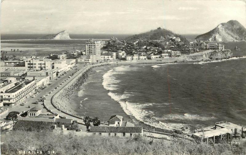 1950s RPPC Postcard 211 View of Mazatlan Sinaloa Mexico Seafront & Town posted